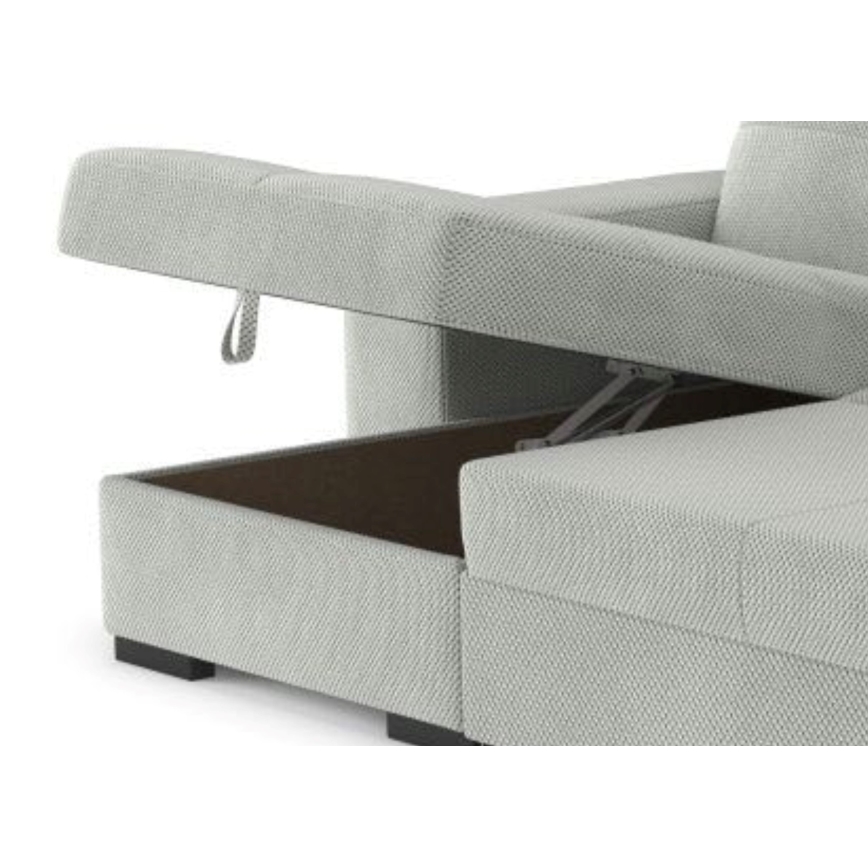 Klappsofa mit Stauraum und Hocker PALERMO hellgrau links