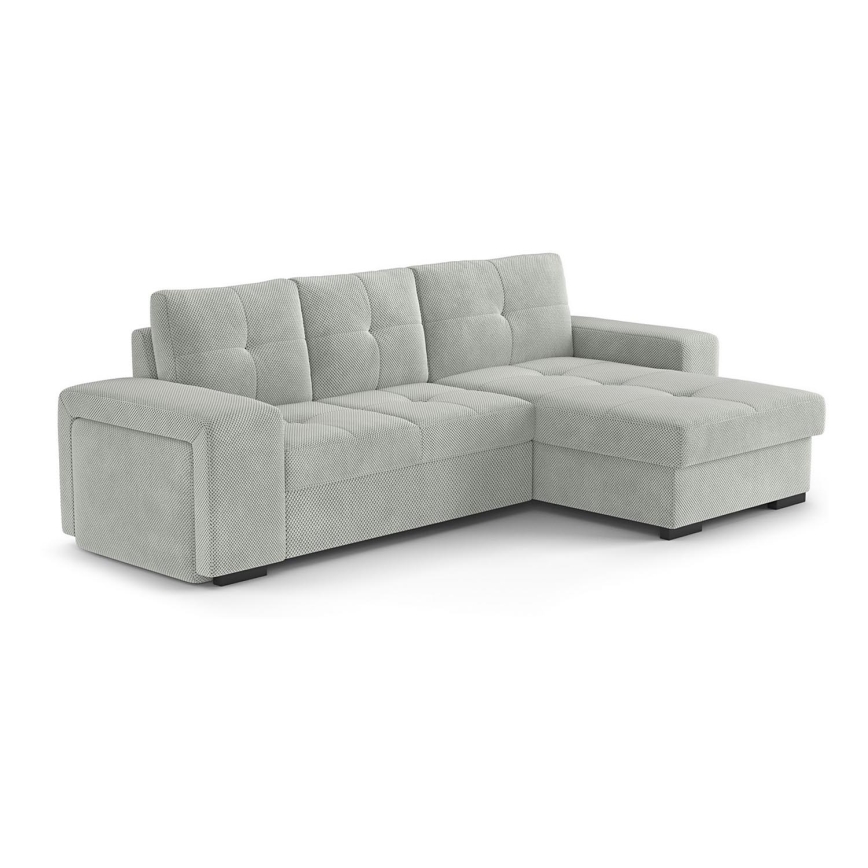 Klappsofa mit Stauraum und Hocker PALERMO hellgrau rechts
