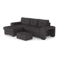 Klappsofa mit Stauraum und Hocker PALERMO schwarz links
