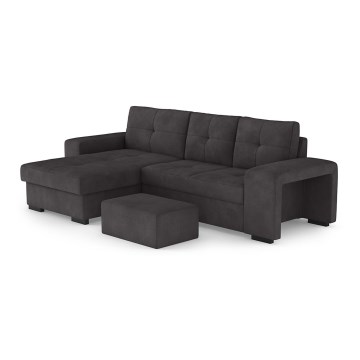 Klappsofa mit Stauraum und Hocker PALERMO schwarz links
