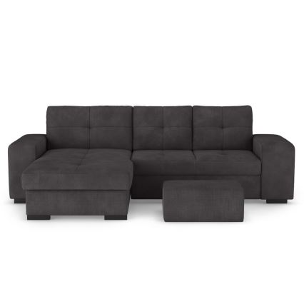 Klappsofa mit Stauraum und Hocker PALERMO schwarz links