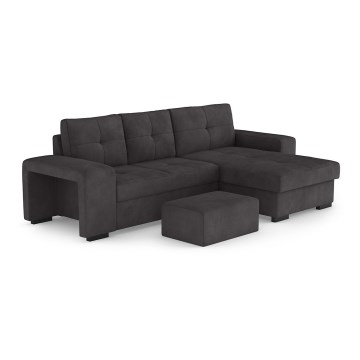 Klappsofa mit Stauraum und Hocker PALERMO schwarz rechts