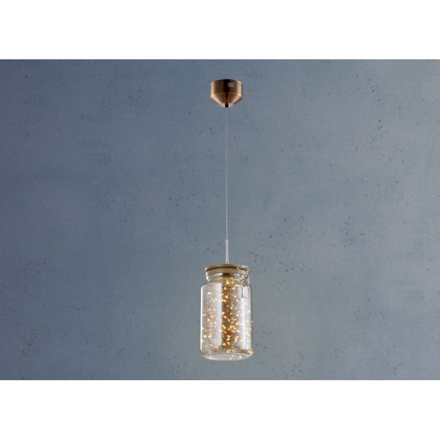 LED Kronleuchter an Kabel JAR LED/5W/230V kupfer/holz