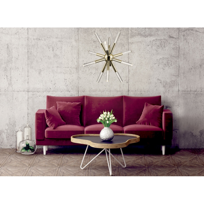 LED Kronleuchter an Kabel EIRENE 12xLED/5W/230V goldfarben