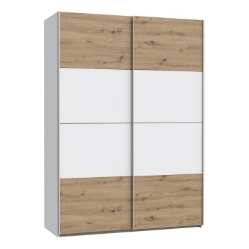 Kleiderschrank KARO 150 × 210 cm Weiß/Artisan-Eiche
