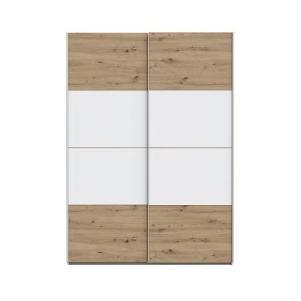 Kleiderschrank KARO 150x210 cm weiß/Eiche Artisan