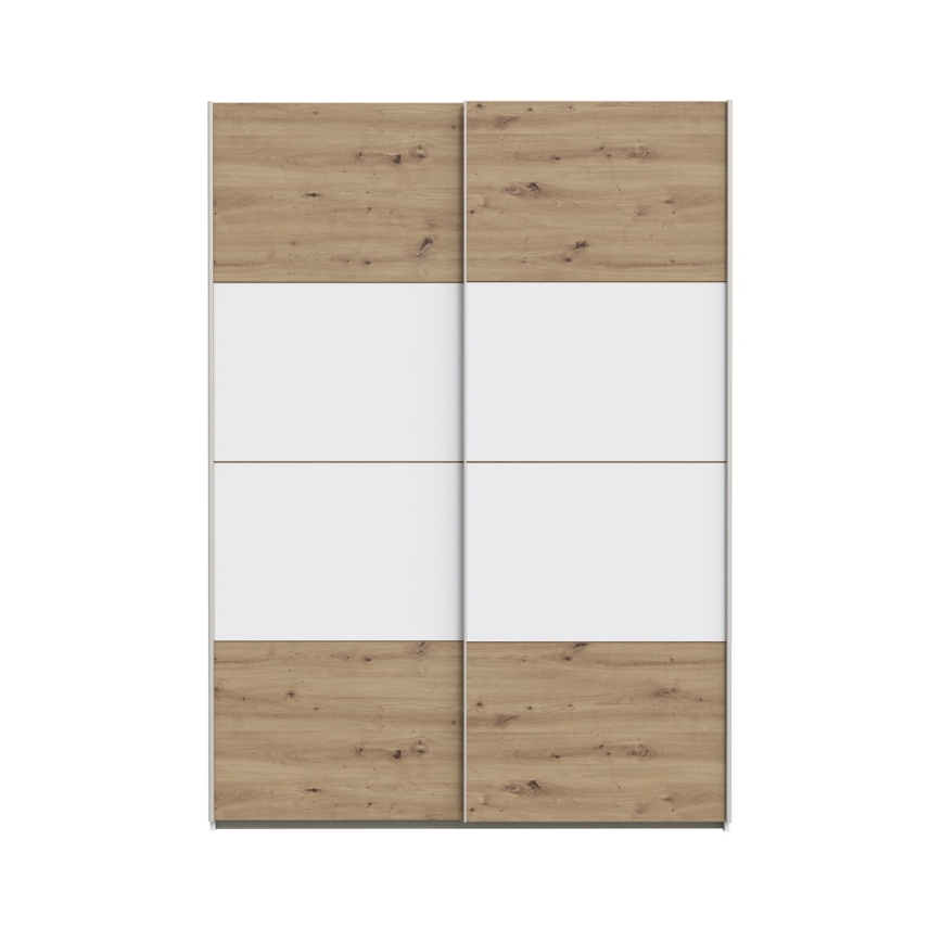 Kleiderschrank KARO 150x210 cm weiß/Eiche Artisan