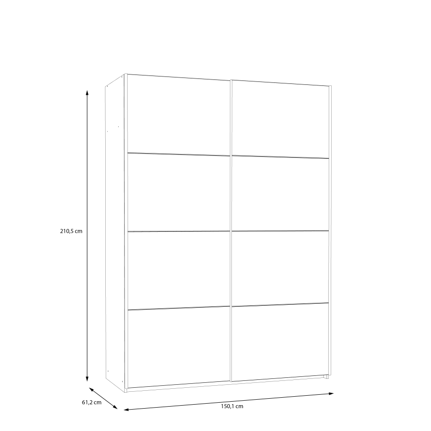 Kleiderschrank KARO 150x210 cm weiß/Eiche Artisan