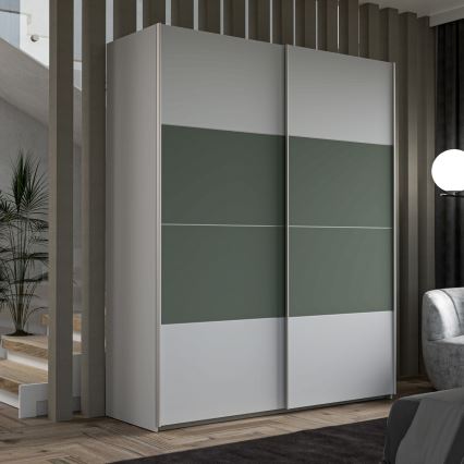 Kleiderschrank KARO 170x210 cm grau/grün