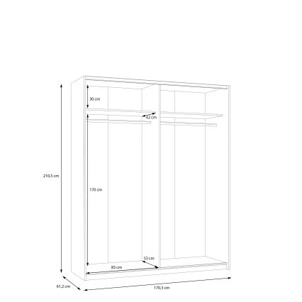 Kleiderschrank KARO 170x210 cm grau/grün