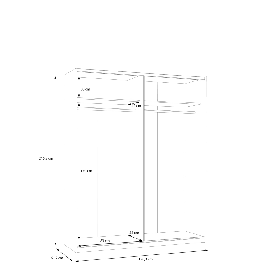 Kleiderschrank KARO 170x210 cm grau/grün