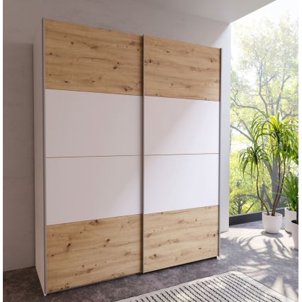 Kleiderschrank KARO 170x210 cm weiß/Artisan-Eiche