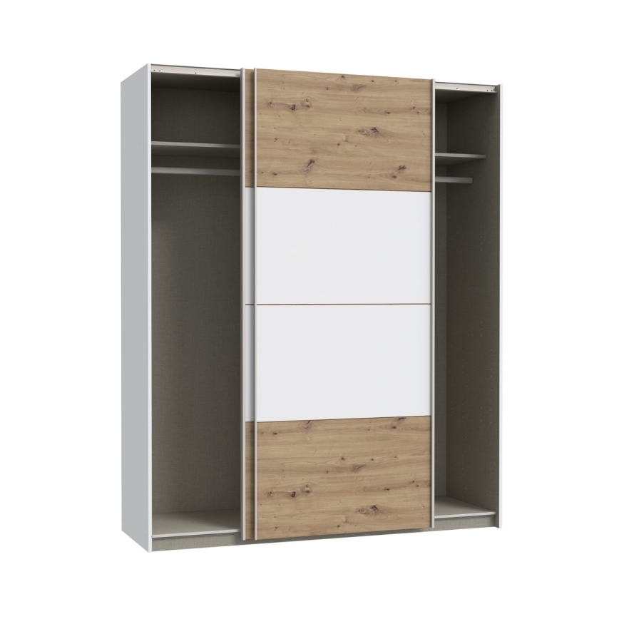 Kleiderschrank KARO 170x210 cm weiß/Artisan-Eiche