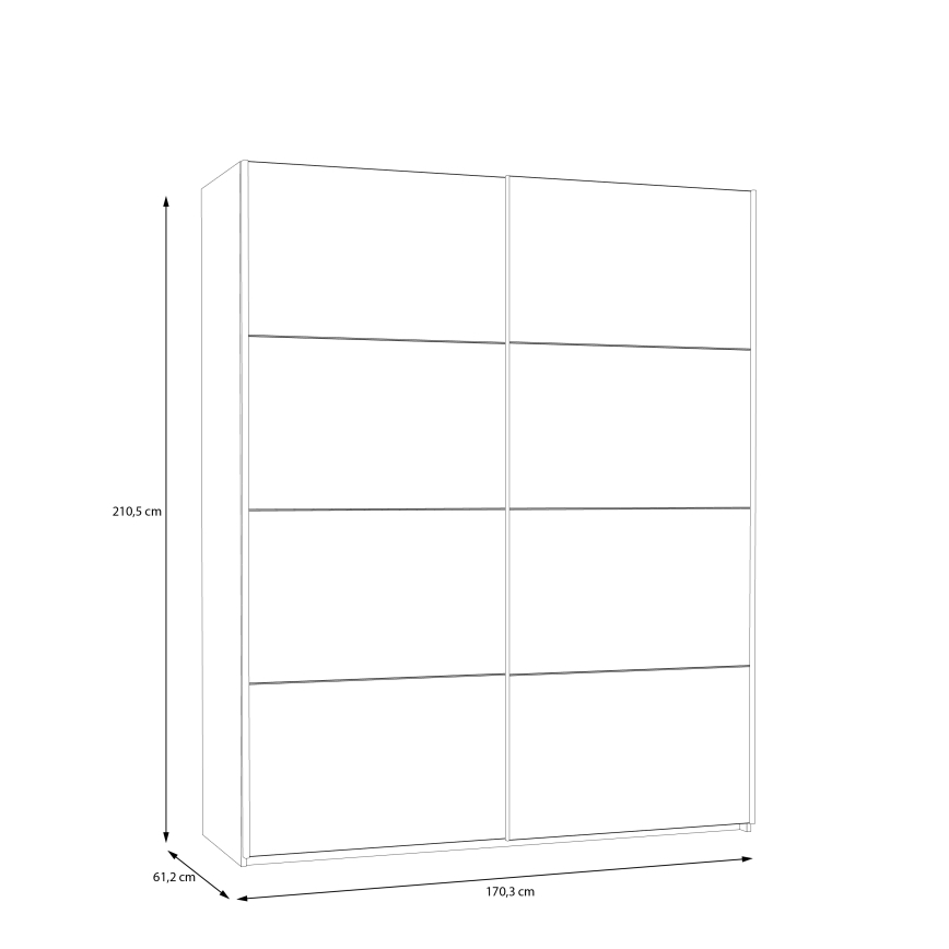 Kleiderschrank KARO 170x210 cm weiß/Artisan-Eiche
