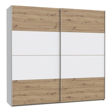 Kleiderschrank KARO 220x210 cm weiß/Eiche Artisan