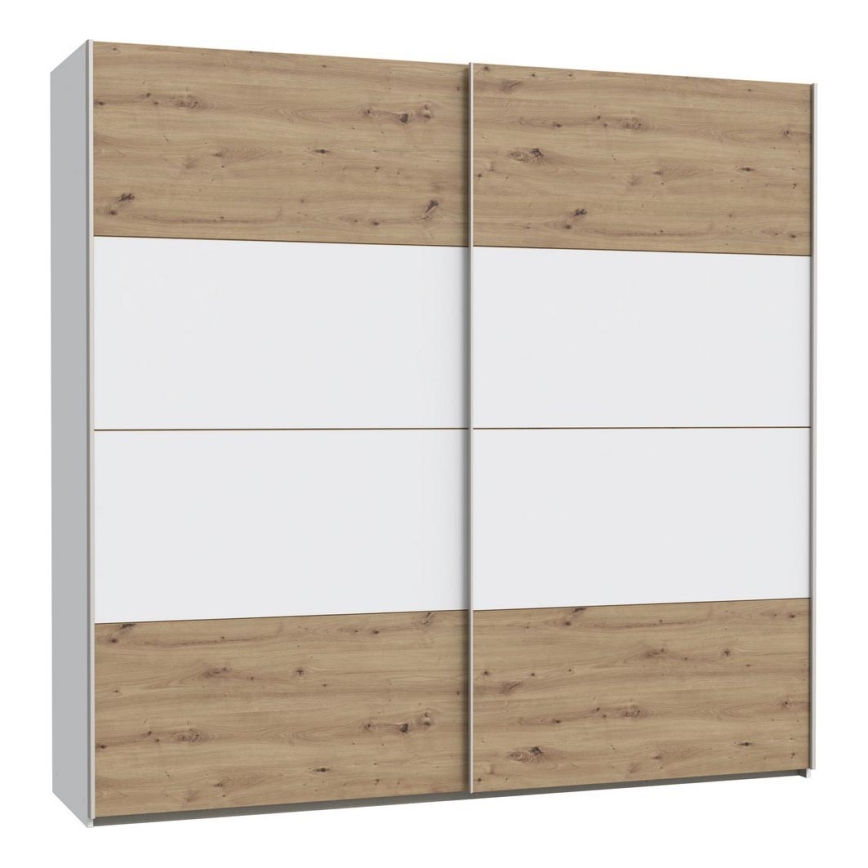 Kleiderschrank KARO 220x210 cm weiß/Eiche Artisan