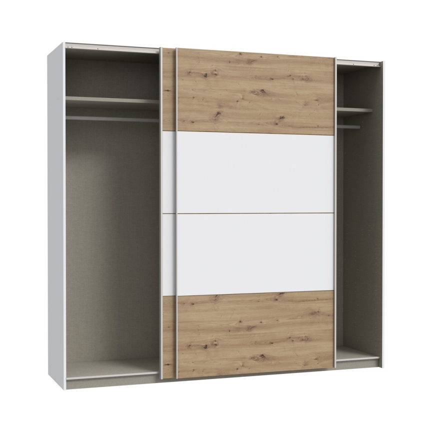 Kleiderschrank KARO 220x210 cm weiß/Eiche Artisan