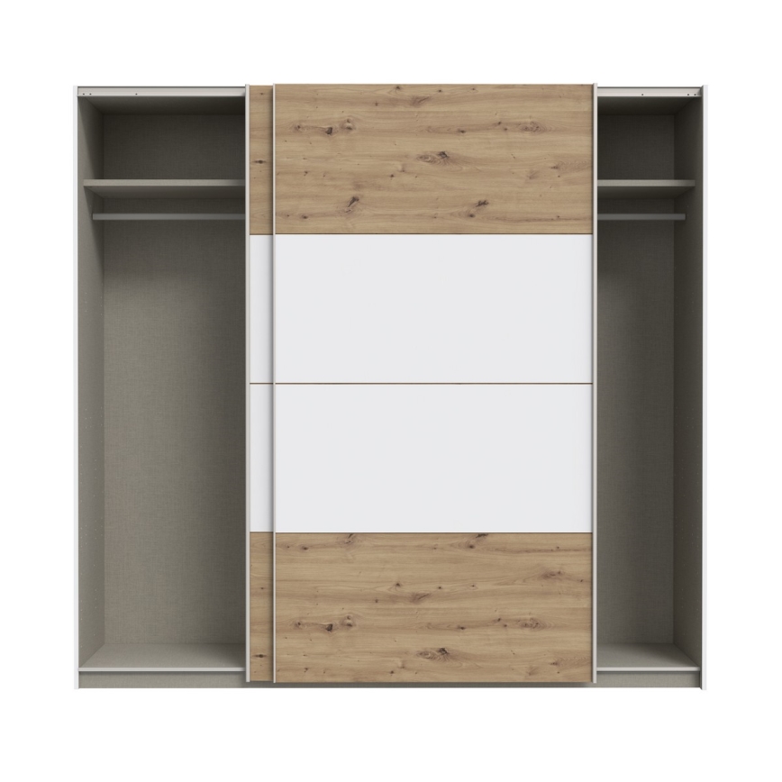 Kleiderschrank KARO 220x210 cm weiß/Eiche Artisan
