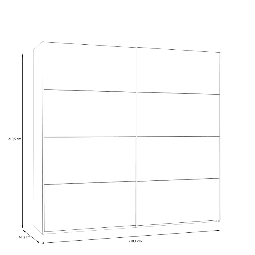 Kleiderschrank KARO 220x210 cm weiß/Eiche Artisan