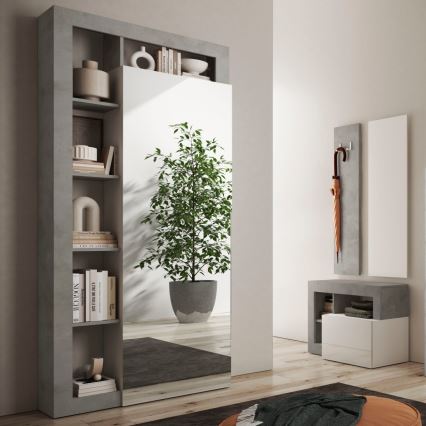 Kleiderschrank LENOR 91x209 cm Weiß/Betongrau