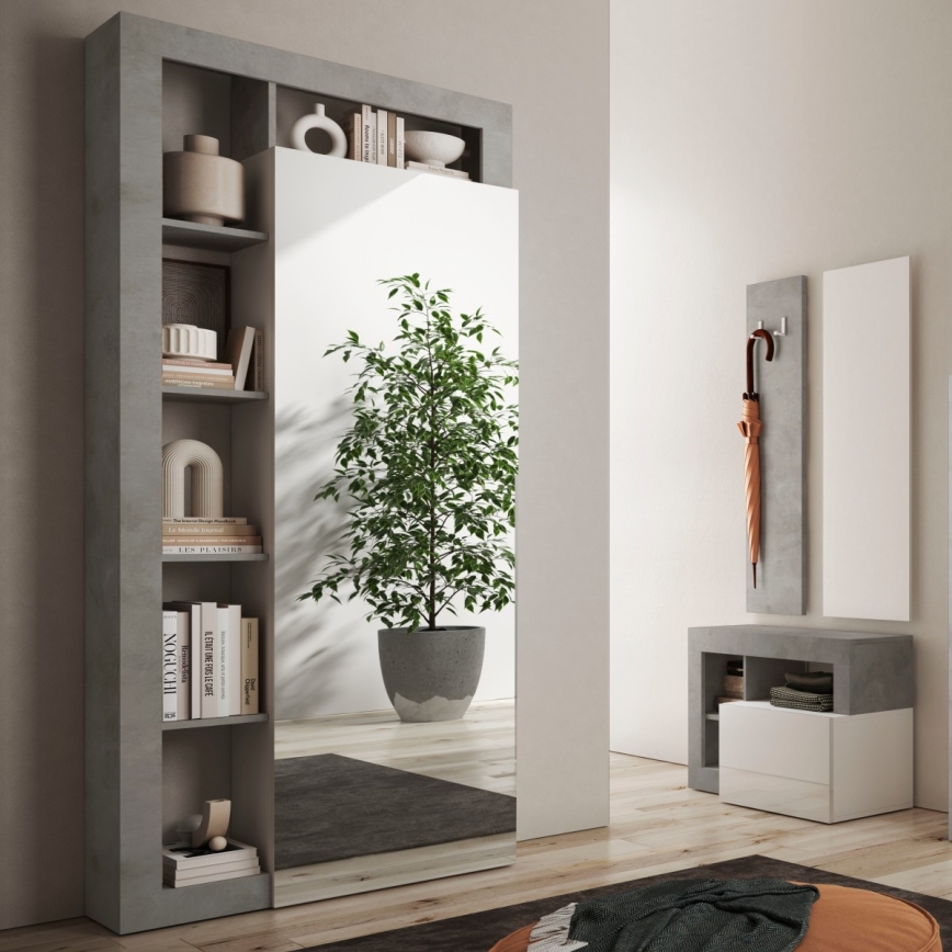 Kleiderschrank LENOR 91x209 cm Weiß/Betongrau