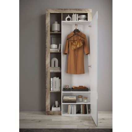 Kleiderschrank LENOR 91x209 cm weiß/braun