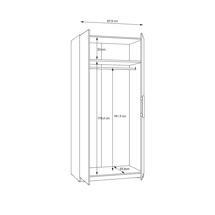 Kleiderschrank MARO 100 x 213 cm Artisan-Eiche