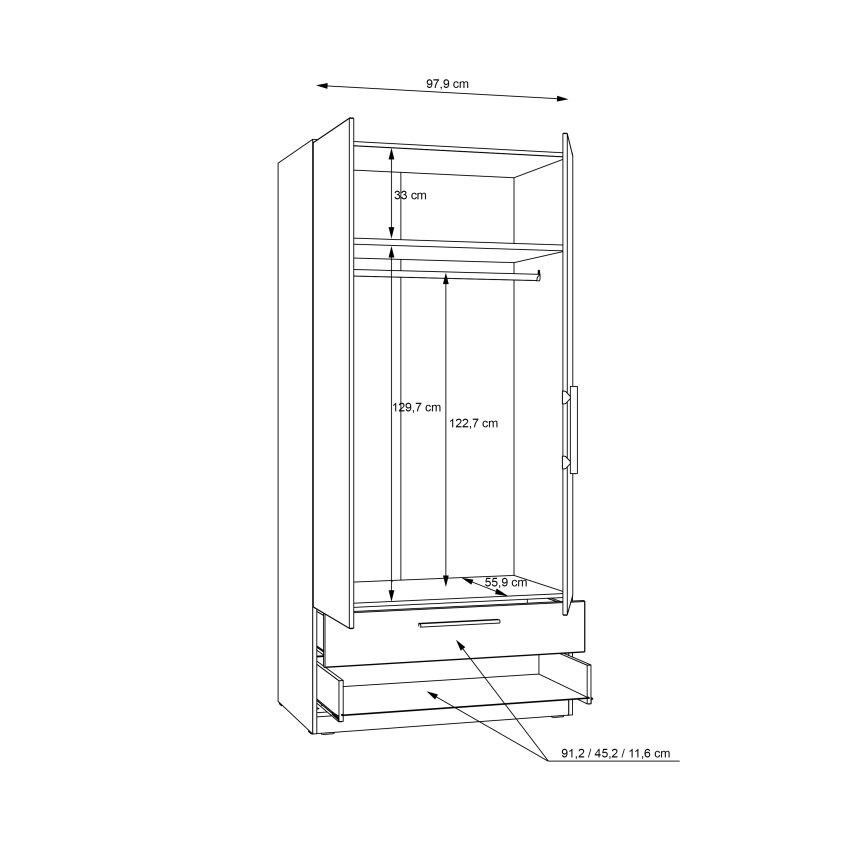 Kleiderschrank MARO 100x213 cm Artisan-Eiche