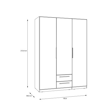 Kleiderschrank MARO mit Spiegel, 150x213 cm, Artisan-Eiche
