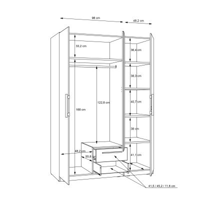 Kleiderschrank MARO mit Spiegel, 150x213 cm, Artisan-Eiche