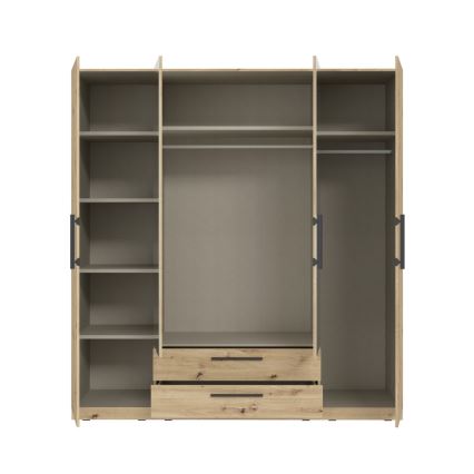 Kleiderschrank MARO mit Spiegel, 200x213 cm, Eiche Artisan