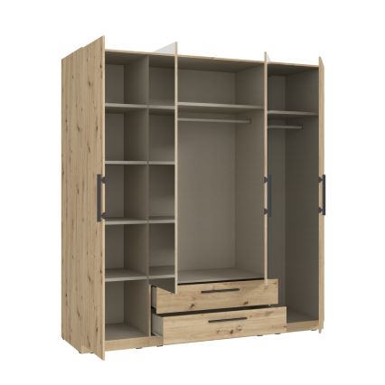 Kleiderschrank MARO mit Spiegel, 200x213 cm, Eiche Artisan