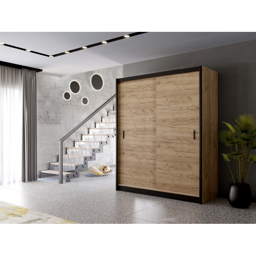 Kleiderschrank mit Schiebetüren SAPHIRA 203x215 cm Eiche Craft