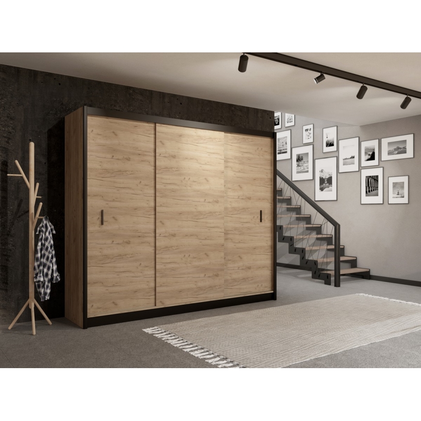 Kleiderschrank mit Schiebetüren SAPHIRA 250x215 cm Eiche Craft