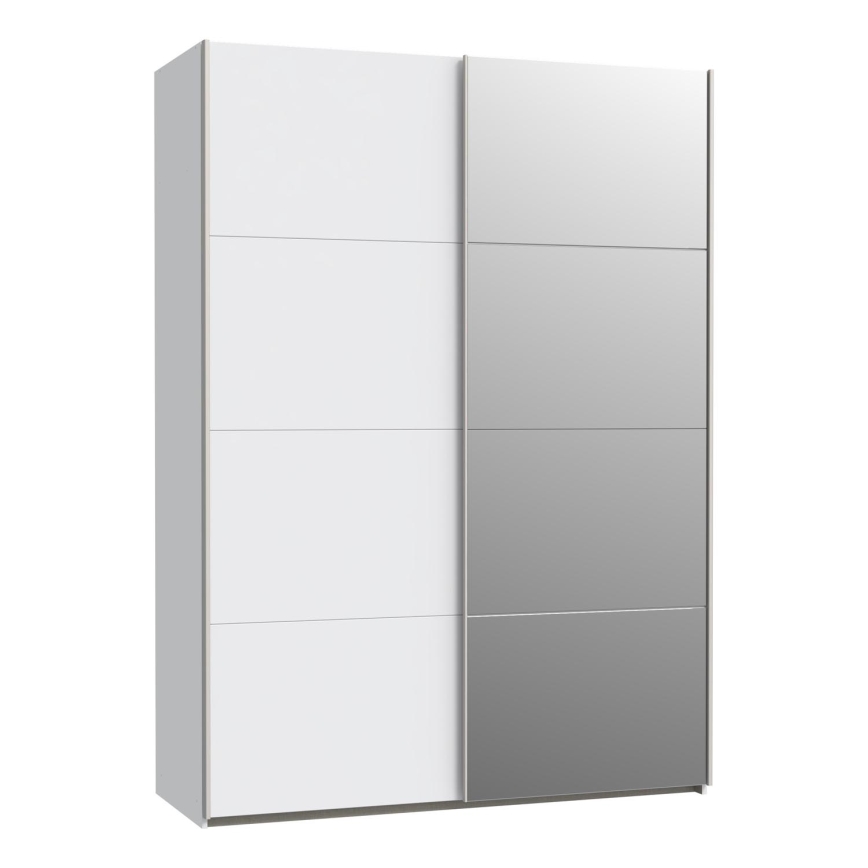 Kleiderschrank mit Spiegel KARO 150x210 cm weiß