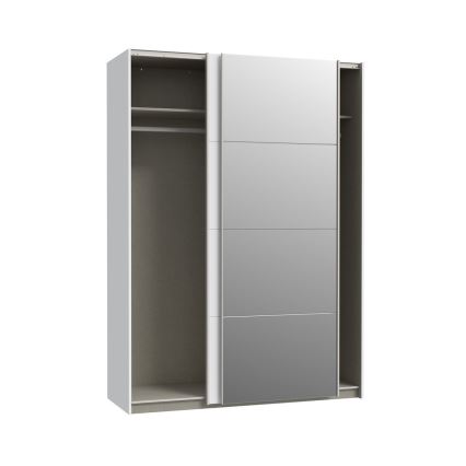 Kleiderschrank mit Spiegel KARO 150x210 cm weiß