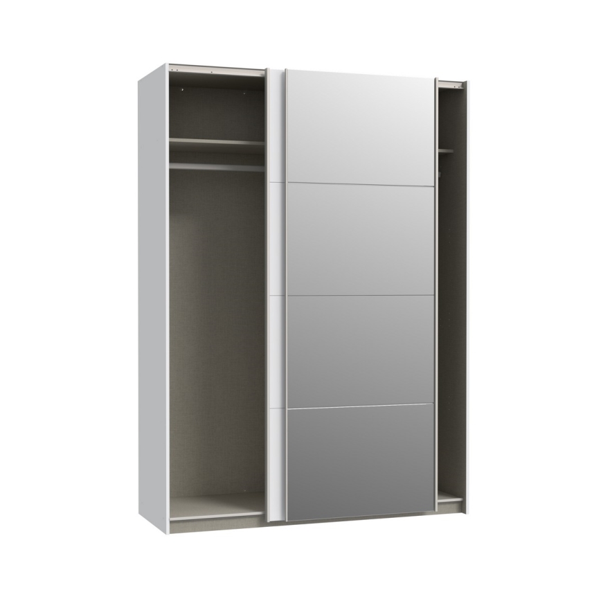 Kleiderschrank mit Spiegel KARO 150x210 cm weiß