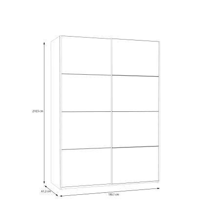 Kleiderschrank mit Spiegel KARO 150x210 cm weiß