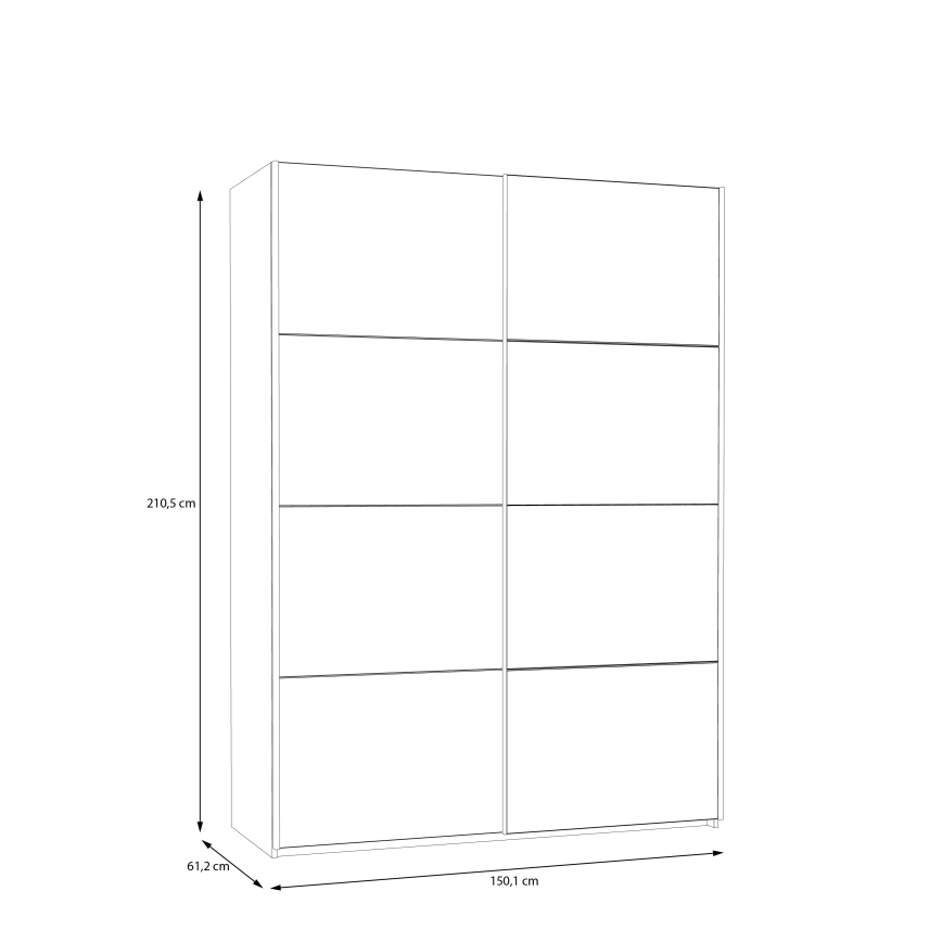 Kleiderschrank mit Spiegel KARO 150x210 cm weiß