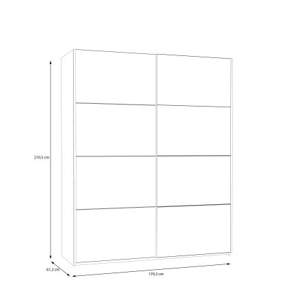 Kleiderschrank mit Spiegel KARO 170x210 cm weiß