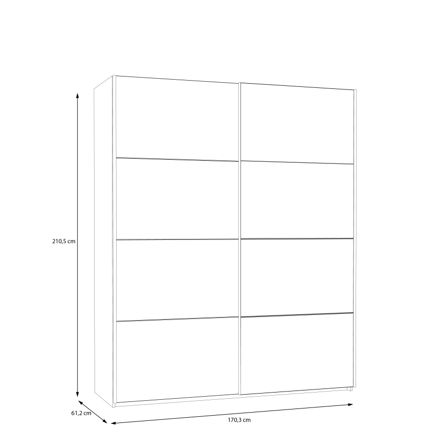 Kleiderschrank mit Spiegel KARO 170x210 cm weiß