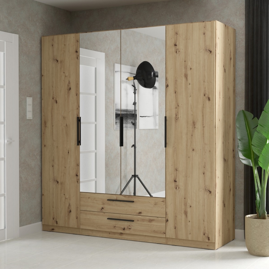 Kleiderschrank mit Spiegel MARO 200x213 cm Artisan-Eiche