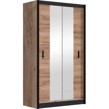Kleiderschrank mit Spiegel MIRO 120x215 cm Eiche Craft/schwarz