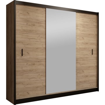 Kleiderschrank mit Spiegel MIRO 203x215 cm Eiche Craft/schwarz