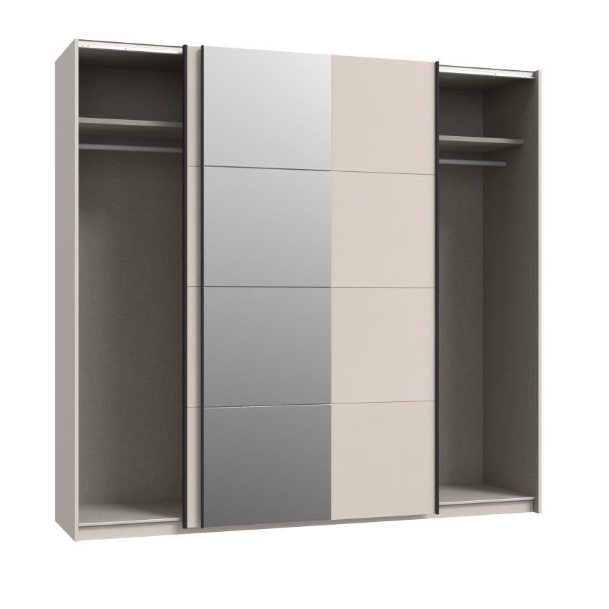 Kleiderschrank mit Spiegel ODEN 220x210 cm beige