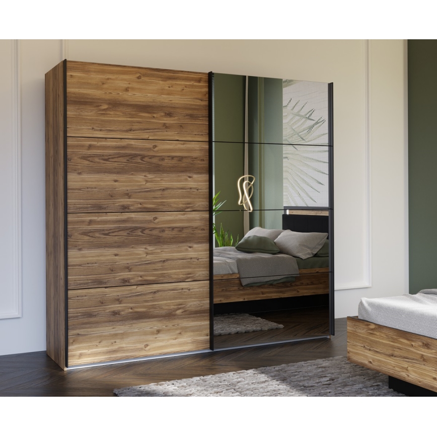 Kleiderschrank mit Spiegel OREN 220x210 cm Artisan-Eiche