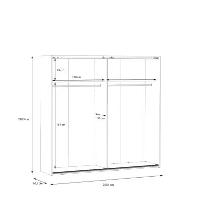Kleiderschrank mit Spiegel OREN 220x210 cm Artisan-Eiche