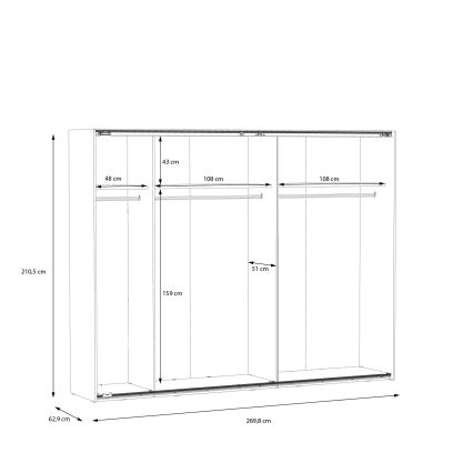 Kleiderschrank mit Spiegel OREN 270x210 cm Artisan-Eiche