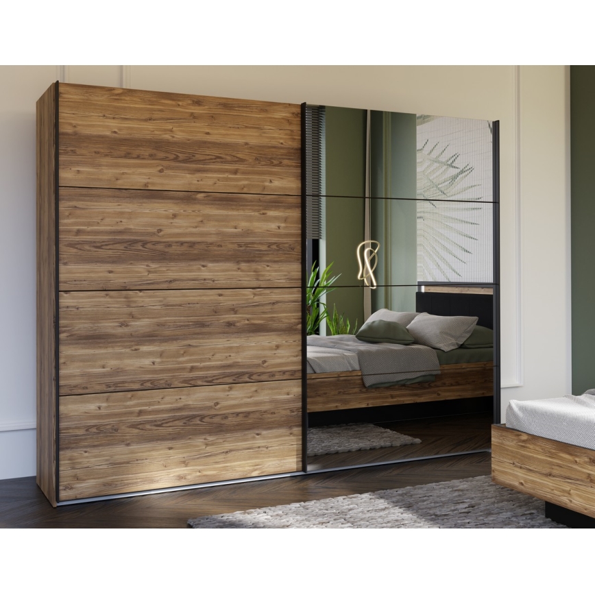 Kleiderschrank mit Spiegel OREN 270x210 cm Eiche Artisan