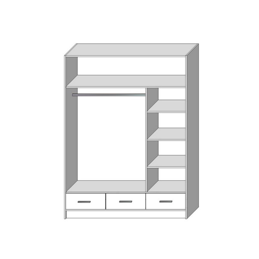 Kleiderschrank mit Spiegel SANNA 150x215 cm weiß